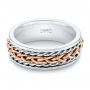  Platinum And 14k Rose Gold Custom Two-tone Braided Men's Band - Flat View -  103482 - Thumbnail