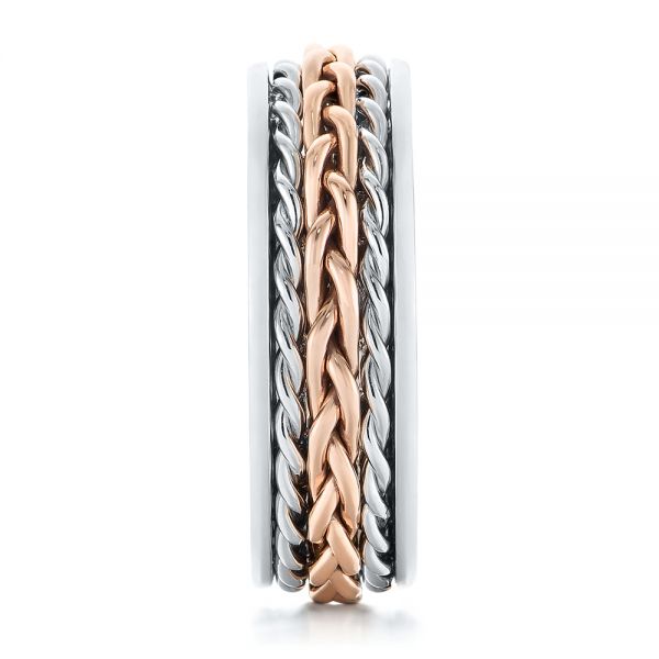  14K Gold And 14k Rose Gold 14K Gold And 14k Rose Gold Custom Two-tone Braided Men's Band - Side View -  103482