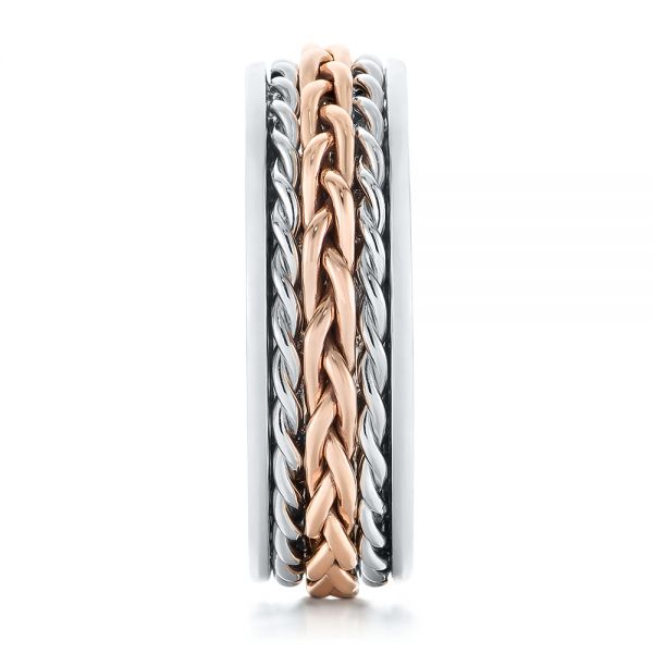  14K Gold And 18k Rose Gold 14K Gold And 18k Rose Gold Custom Two-tone Braided Men's Band - Side View -  103482