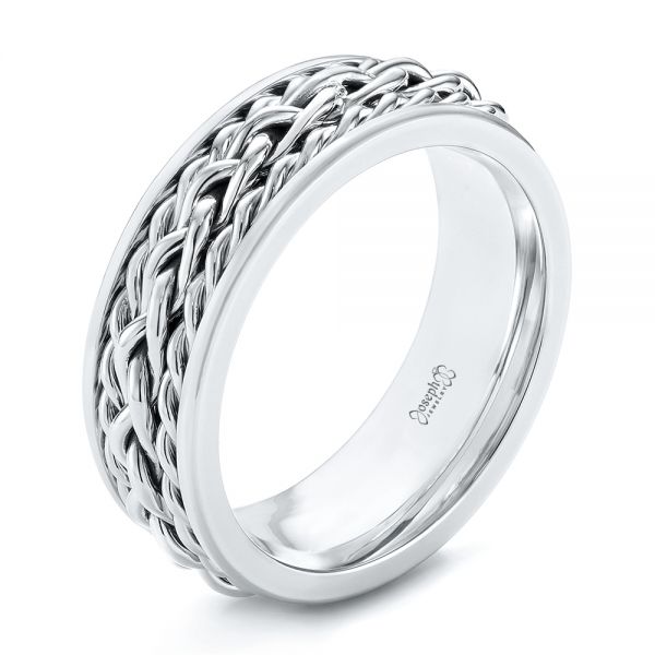  Platinum And Platinum Platinum And Platinum Custom Two-tone Braided Men's Band - Three-Quarter View -  103482