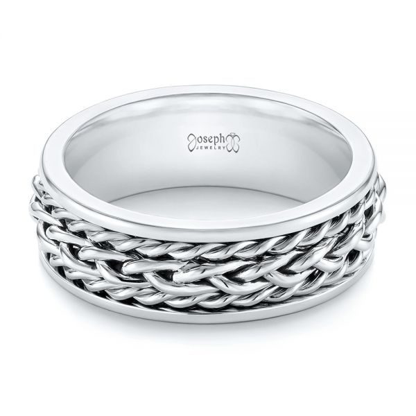  Platinum And Platinum Platinum And Platinum Custom Two-tone Braided Men's Band - Flat View -  103482