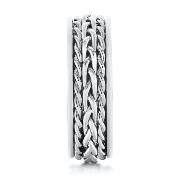  Platinum And 18k White Gold Platinum And 18k White Gold Custom Two-tone Braided Men's Band - Side View -  103482