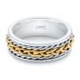  Platinum And 14k Yellow Gold Platinum And 14k Yellow Gold Custom Two-tone Braided Men's Band - Flat View -  103482 - Thumbnail