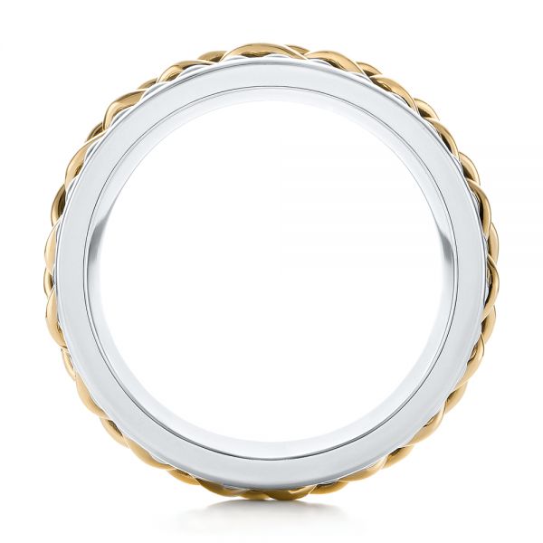 18K Gold And 14k Yellow Gold 18K Gold And 14k Yellow Gold Custom Two-tone Braided Men's Band - Front View - 103482