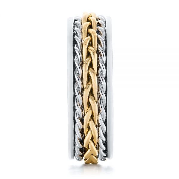 18K Gold And 14k Yellow Gold 18K Gold And 14k Yellow Gold Custom Two-tone Braided Men's Band - Side View - 103482