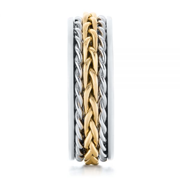  18K Gold And 14k Yellow Gold 18K Gold And 14k Yellow Gold Custom Two-tone Braided Men's Band - Side View -  103482