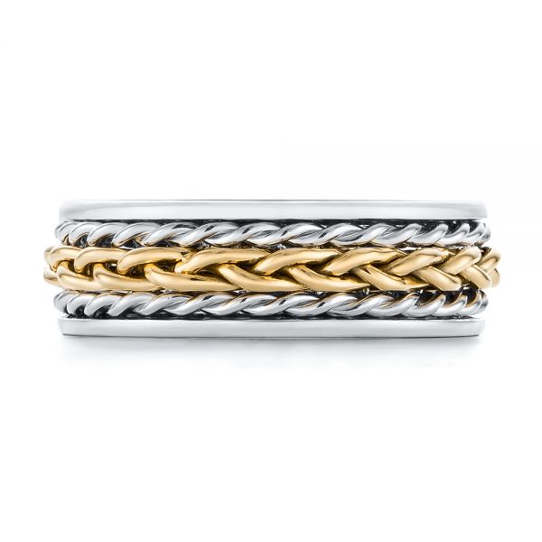  Platinum And 14k Yellow Gold Platinum And 14k Yellow Gold Custom Two-tone Braided Men's Band - Top View -  103482