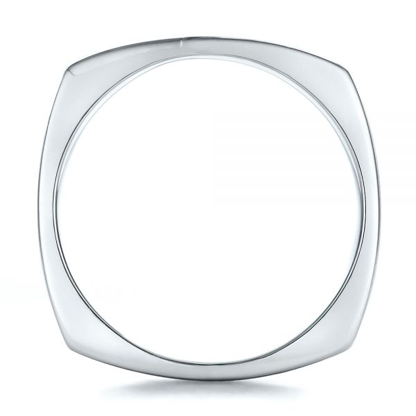 Platinum And Platinum Platinum And Platinum Custom Two-tone Brush Finished Square Men's Band - Front View - 100811