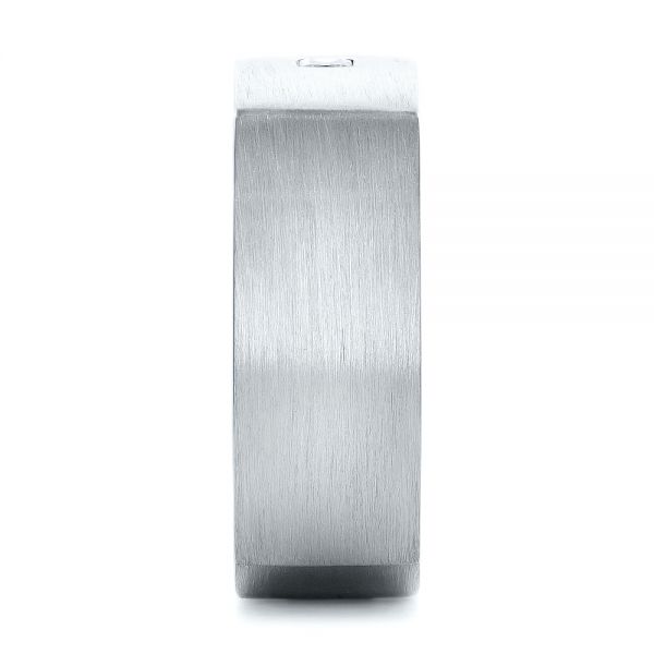  Platinum And Platinum Platinum And Platinum Custom Two-tone Brush Finished Square Men's Band - Side View -  100811