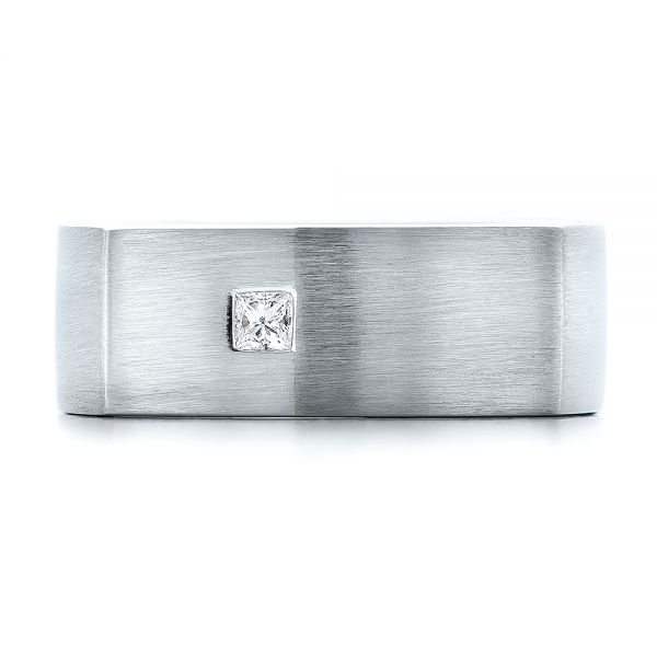  Platinum And Platinum Platinum And Platinum Custom Two-tone Brush Finished Square Men's Band - Top View -  100811