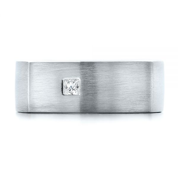 Platinum And Platinum Platinum And Platinum Custom Two-tone Brush Finished Square Men's Band - Top View - 100811