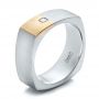 Platinum And 14k Yellow Gold Platinum And 14k Yellow Gold Custom Two-tone Brush Finished Square Men's Band - Three-Quarter View -  100811 - Thumbnail