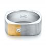  Platinum And 14k Yellow Gold Platinum And 14k Yellow Gold Custom Two-tone Brush Finished Square Men's Band - Flat View -  100811 - Thumbnail