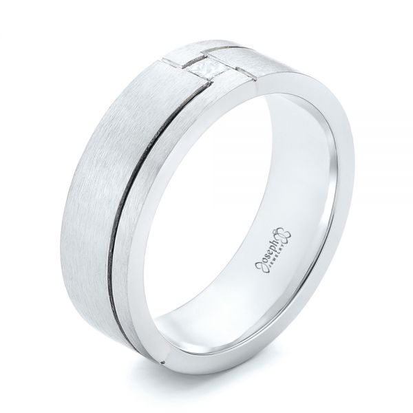  Platinum And Platinum Platinum And Platinum Custom Two-tone Brushed Diamond Wedding Band - Three-Quarter View -  102991