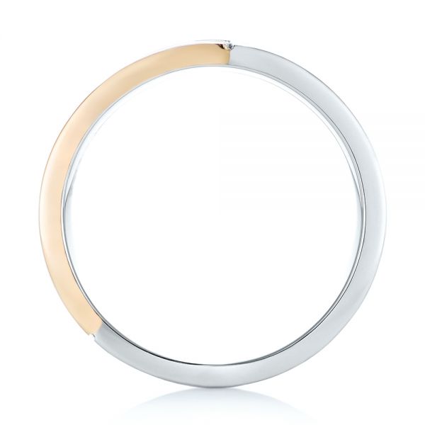 Platinum And 18k Yellow Gold Platinum And 18k Yellow Gold Custom Two-tone Brushed Diamond Wedding Band - Front View - 102991