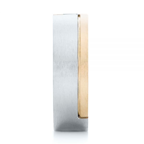 Platinum And 18k Yellow Gold Platinum And 18k Yellow Gold Custom Two-tone Brushed Diamond Wedding Band - Side View - 102991