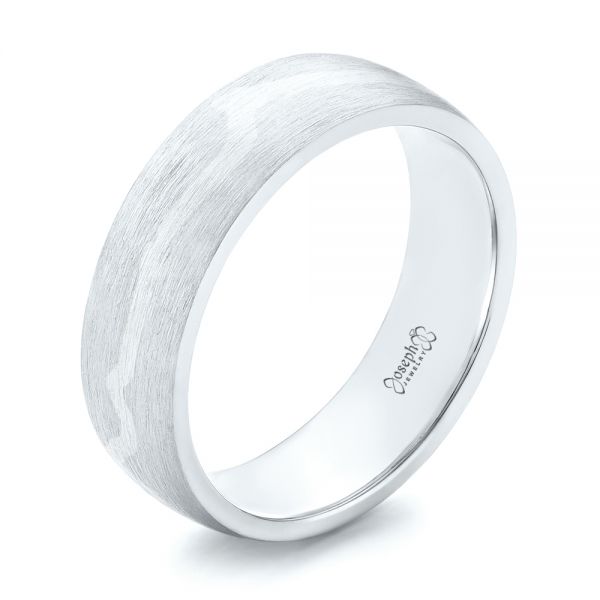 Platinum And 14k White Gold Platinum And 14k White Gold Custom Two-tone Brushed Men's Band - Three-Quarter View - 102931