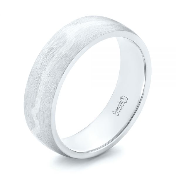  Platinum And 18k White Gold Platinum And 18k White Gold Custom Two-tone Brushed Men's Band - Three-Quarter View -  102931