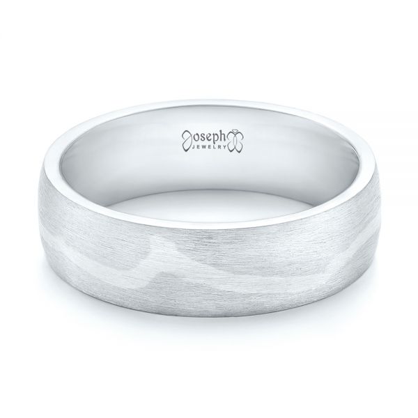 Platinum And 14k White Gold Platinum And 14k White Gold Custom Two-tone Brushed Men's Band - Flat View - 102931