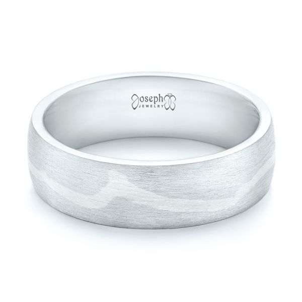  Platinum And 18k White Gold Platinum And 18k White Gold Custom Two-tone Brushed Men's Band - Flat View -  102931