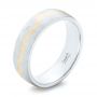  Platinum And 14k Yellow Gold Platinum And 14k Yellow Gold Custom Two-tone Brushed Men's Band - Three-Quarter View -  102931 - Thumbnail
