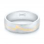  Platinum And 14k Yellow Gold Platinum And 14k Yellow Gold Custom Two-tone Brushed Men's Band - Flat View -  102931 - Thumbnail