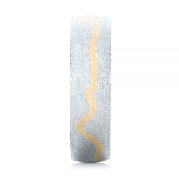 Platinum And 14k Yellow Gold Platinum And 14k Yellow Gold Custom Two-tone Brushed Men's Band - Side View - 102931