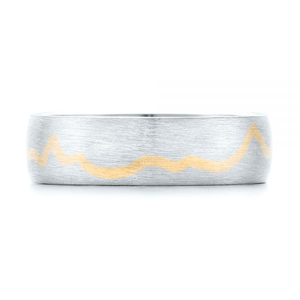  Platinum And 18k Yellow Gold Platinum And 18k Yellow Gold Custom Two-tone Brushed Men's Band - Top View -  102931