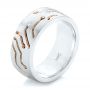 18k Rose Gold And Platinum 18k Rose Gold And Platinum Custom Two-tone Diamond Men's Band - Three-Quarter View -  102593 - Thumbnail