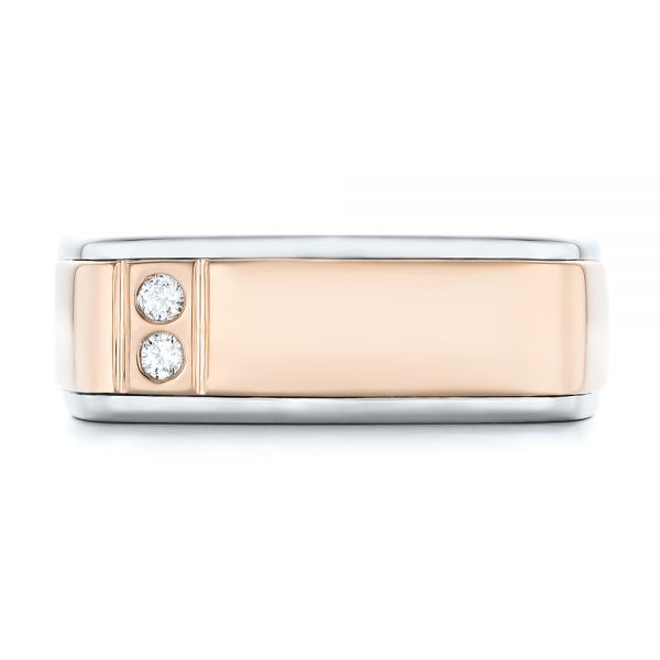  14K Gold And 18k Rose Gold 14K Gold And 18k Rose Gold Custom Two-tone Diamond Men's Band - Top View -  102871