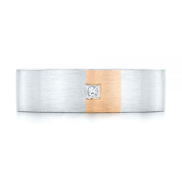 Platinum And 18k Rose Gold Custom Two-tone Diamond Men's Band - Top View - 102929