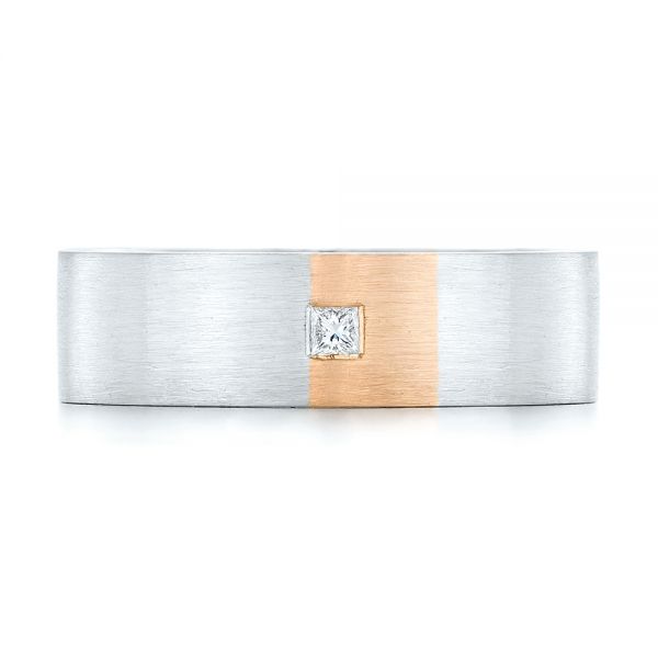  14K Gold And 18k Rose Gold 14K Gold And 18k Rose Gold Custom Two-tone Diamond Men's Band - Top View -  102929