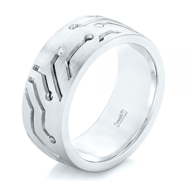  Platinum And Platinum Platinum And Platinum Custom Two-tone Diamond Men's Band - Three-Quarter View -  102593