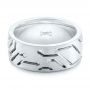 18k White Gold And Platinum 18k White Gold And Platinum Custom Two-tone Diamond Men's Band - Flat View -  102593 - Thumbnail