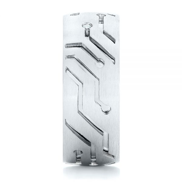 Platinum And Platinum Platinum And Platinum Custom Two-tone Diamond Men's Band - Side View - 102593