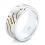 14k Yellow Gold And Platinum 14k Yellow Gold And Platinum Custom Two-tone Diamond Men's Band - Three-Quarter View -  102593 - Thumbnail