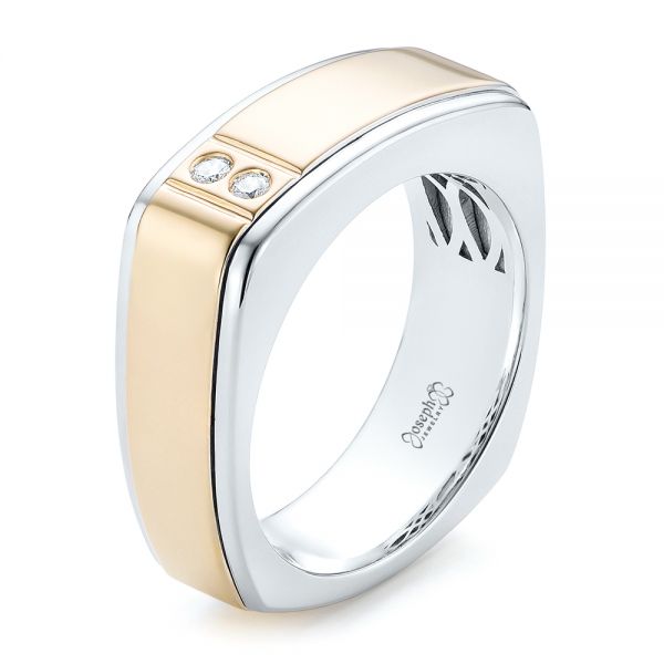  Platinum And 14k Yellow Gold Platinum And 14k Yellow Gold Custom Two-tone Diamond Men's Band - Three-Quarter View -  102871