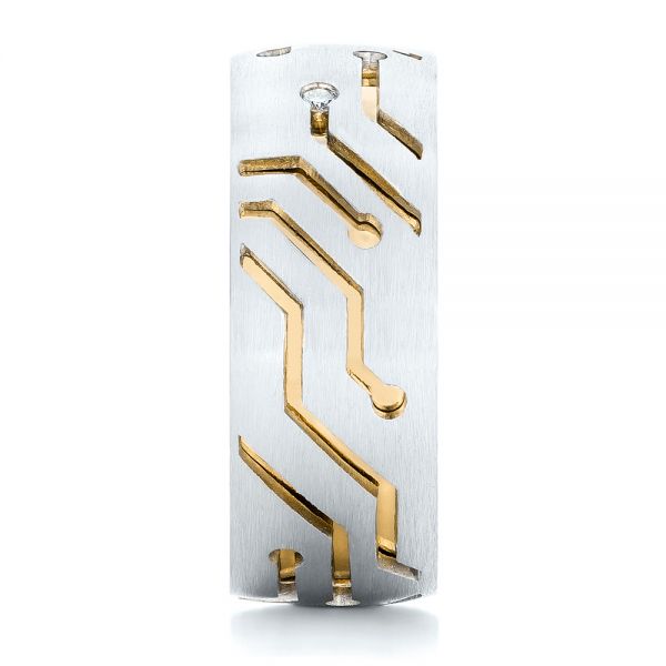 14k Yellow Gold And Platinum 14k Yellow Gold And Platinum Custom Two-tone Diamond Men's Band - Side View - 102593