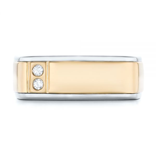  Platinum And 14k Yellow Gold Platinum And 14k Yellow Gold Custom Two-tone Diamond Men's Band - Top View -  102871