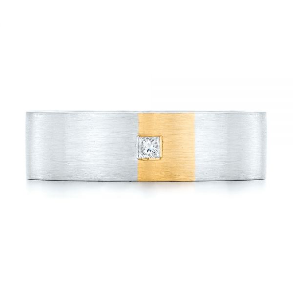  18K Gold And 14k Yellow Gold 18K Gold And 14k Yellow Gold Custom Two-tone Diamond Men's Band - Top View -  102929