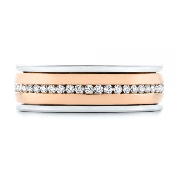  Platinum And 18k Rose Gold Platinum And 18k Rose Gold Custom Two-tone Eternity Diamond Men's Band - Top View -  104026