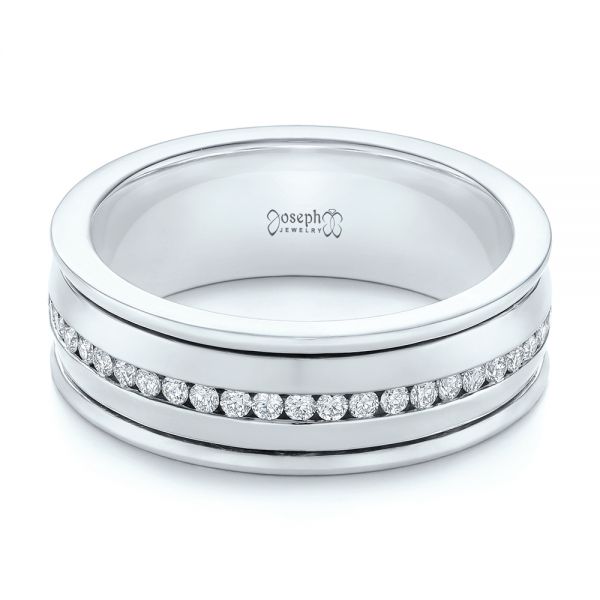  Platinum And 18k White Gold Platinum And 18k White Gold Custom Two-tone Eternity Diamond Men's Band - Flat View -  104026