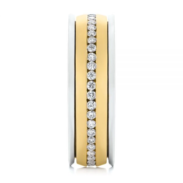  18K Gold And 14k Yellow Gold 18K Gold And 14k Yellow Gold Custom Two-tone Eternity Diamond Men's Band - Side View -  104026