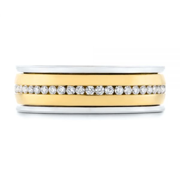 Platinum And 14k Yellow Gold Platinum And 14k Yellow Gold Custom Two-tone Eternity Diamond Men's Band - Top View - 104026