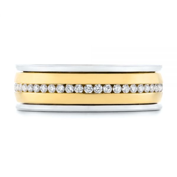  14K Gold And 14k Yellow Gold 14K Gold And 14k Yellow Gold Custom Two-tone Eternity Diamond Men's Band - Top View -  104026