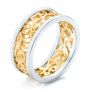  Platinum And 14k Yellow Gold Platinum And 14k Yellow Gold Custom Two-tone Filigree Men's Band - Three-Quarter View -  103517 - Thumbnail