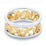  Platinum And 18k Yellow Gold Custom Two-tone Filigree Men's Band - Flat View -  103517 - Thumbnail