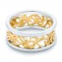  14K Gold And 18k Yellow Gold 14K Gold And 18k Yellow Gold Custom Two-tone Filigree Men's Band - Flat View -  103517 - Thumbnail