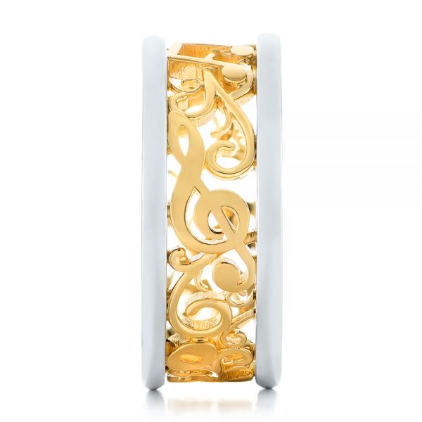 Platinum And 18k Yellow Gold Custom Two-tone Filigree Men's Band - Side View - 103517