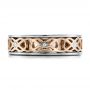 14K Gold And 18k Rose Gold 14K Gold And 18k Rose Gold Custom Two-tone Woven Inlay Men's Band - Top View -  100812 - Thumbnail
